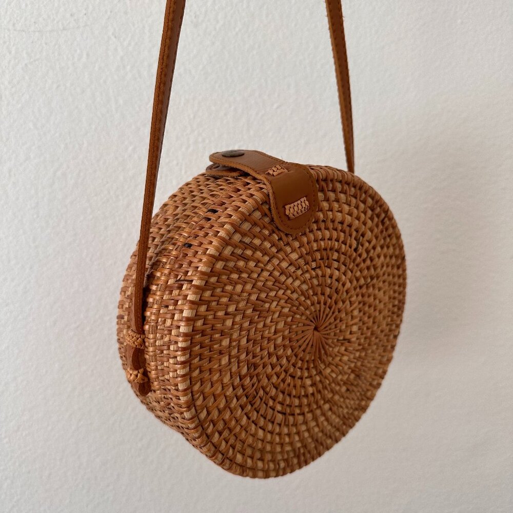 Brown Boho Rattan/Wicker/Straw Crossbody Bag